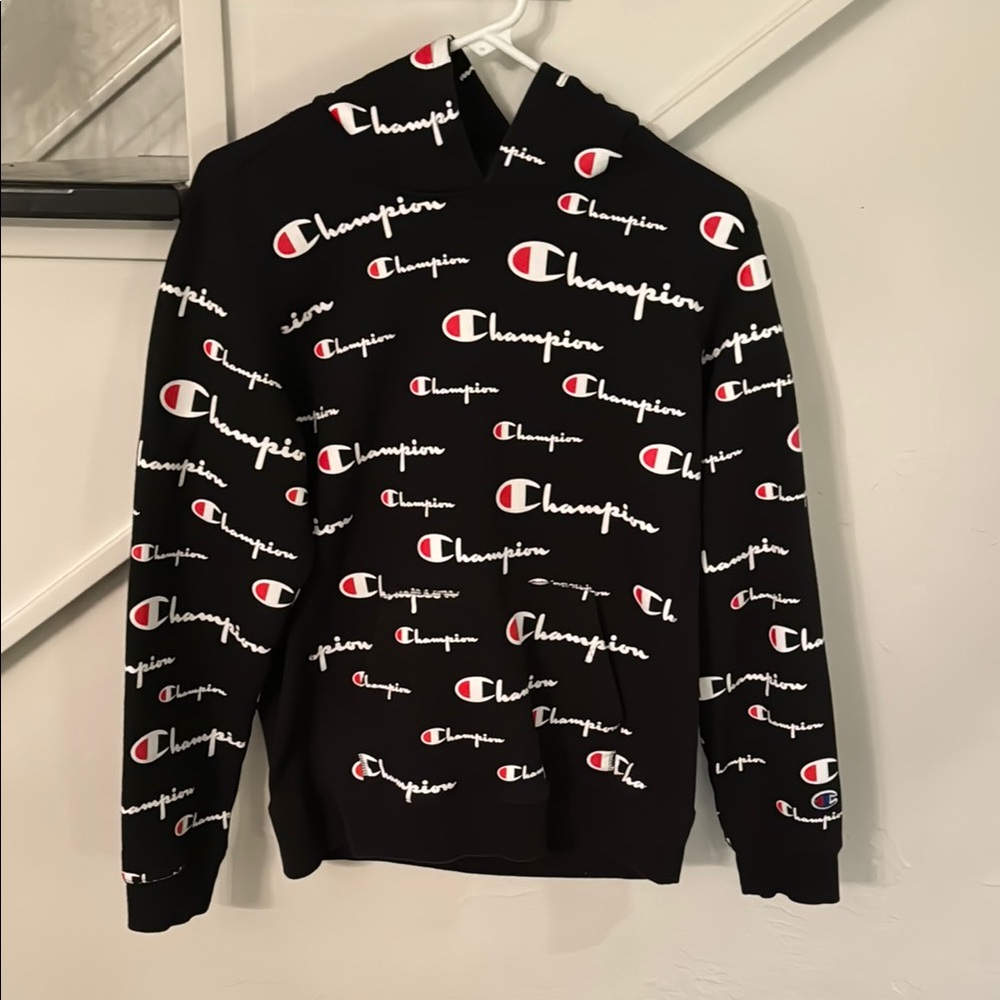 Champion Black Logo Hoodie